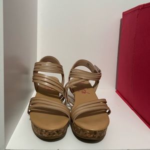 Girls strappy cork wedges